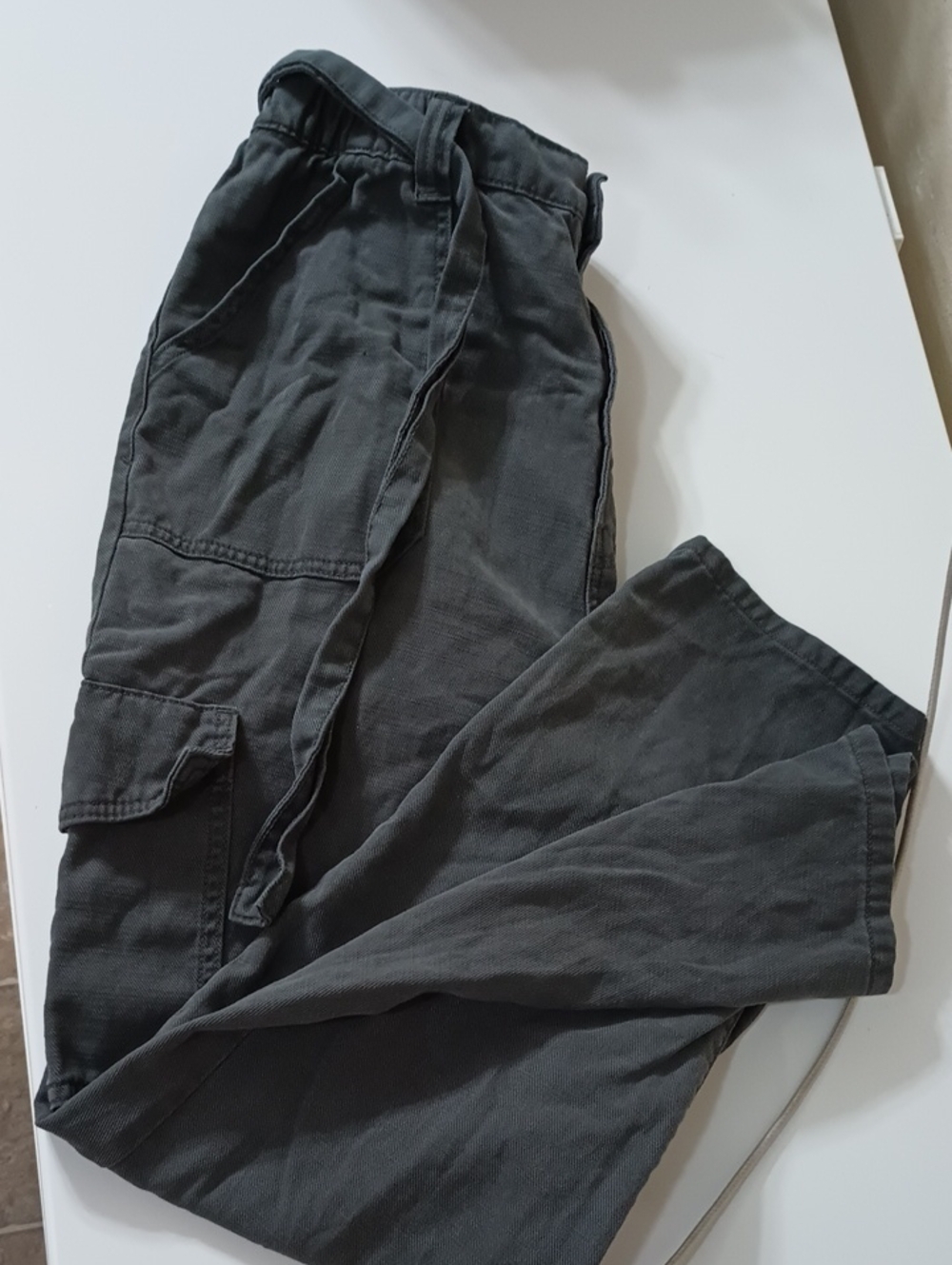 Girls Cargo Utility Pants in Charcoal Gray